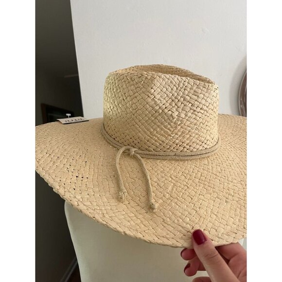 NWT Natural Straw Wide Brim Cowboy Hat By A.N.A. Dimensions 16" Diameter Lightwe - Picture 2 of 5